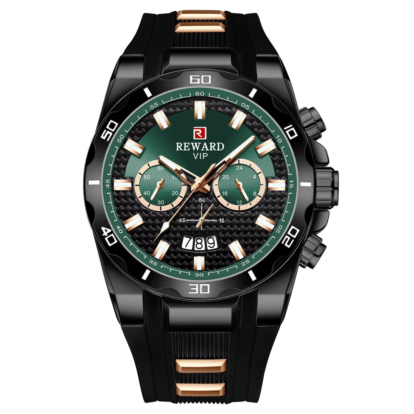 Reward Top Luxury Mens Watches Fashion Silicone Sport Quartz Watch Men Chronograph Waterproof Wrist Watch