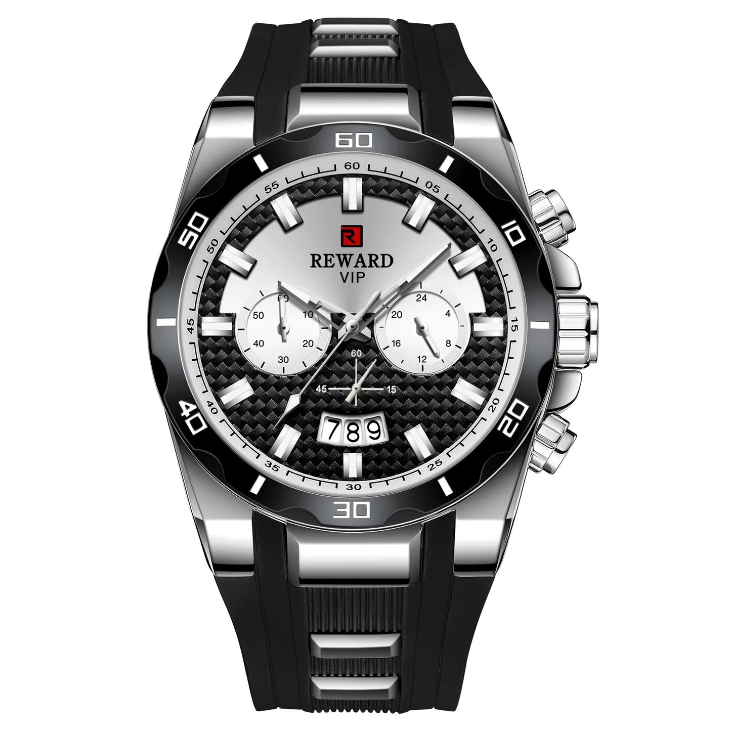 Reward Top Luxury Mens Watches Fashion Silicone Sport Quartz Watch Men Chronograph Waterproof Wrist Watch