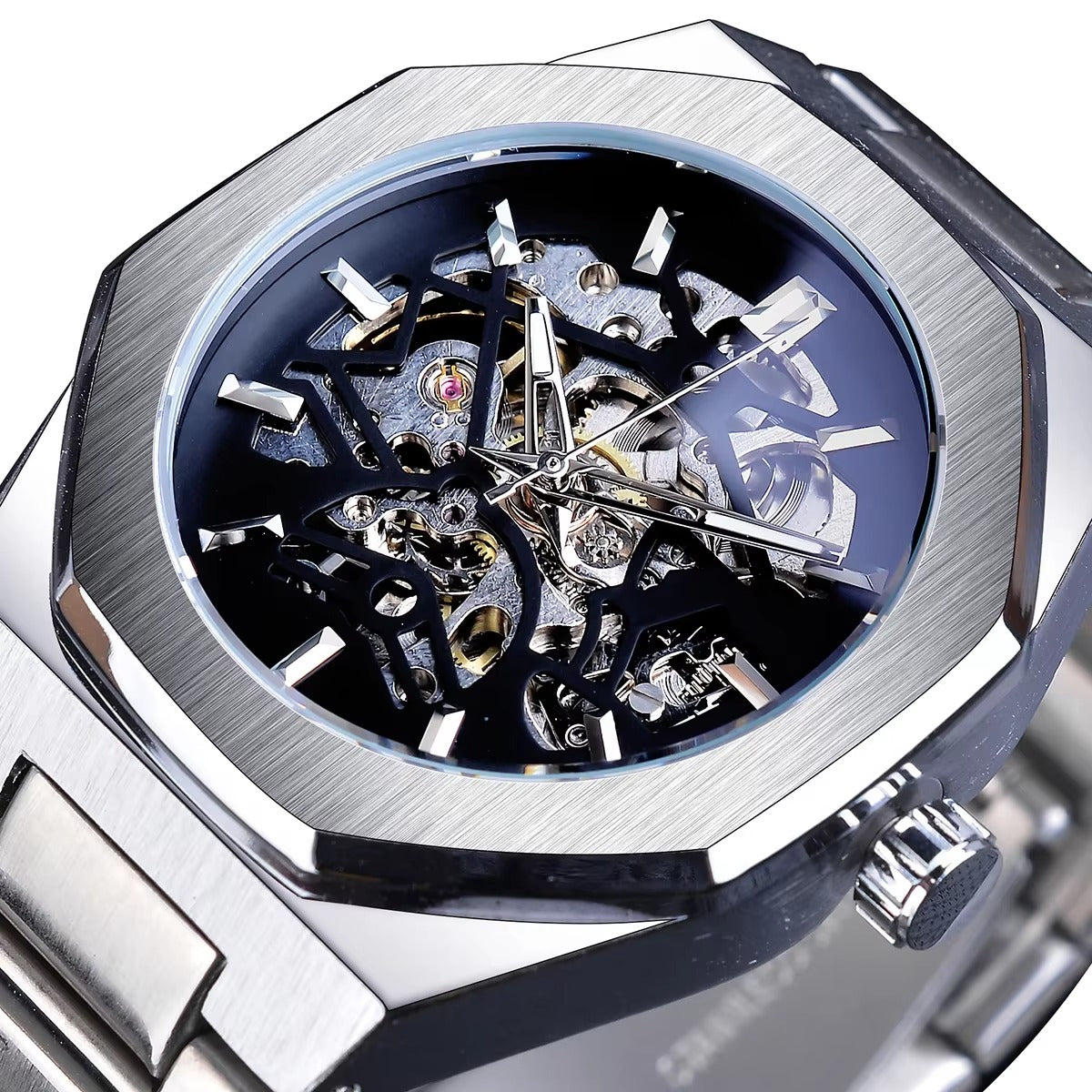Forsining Men's Luxury Mechanical Watch – Automatic Skeleton Design, Luminous Hands, Business & Military Style