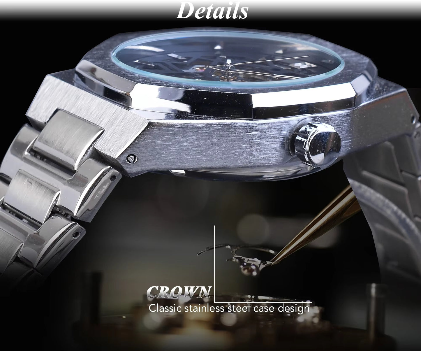 Forsining Men's Luxury Mechanical Watch – Automatic Skeleton Design, Luminous Hands, Business & Military Style