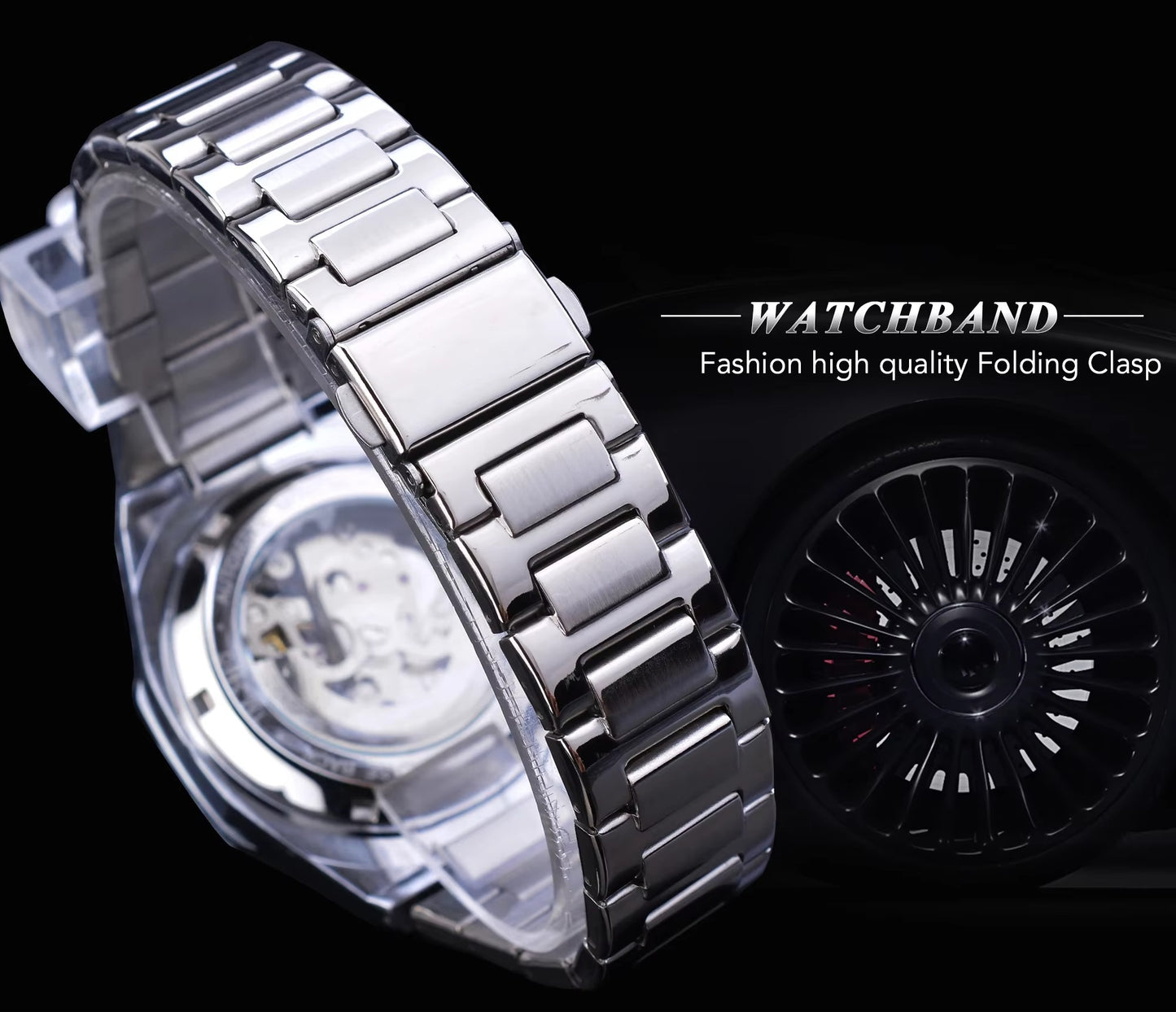Forsining Men's Luxury Mechanical Watch – Automatic Skeleton Design, Luminous Hands, Business & Military Style