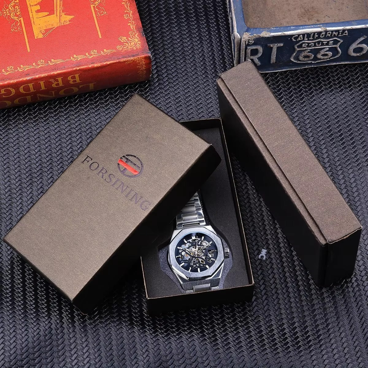Forsining Men's Luxury Mechanical Watch – Automatic Skeleton Design, Luminous Hands, Business & Military Style